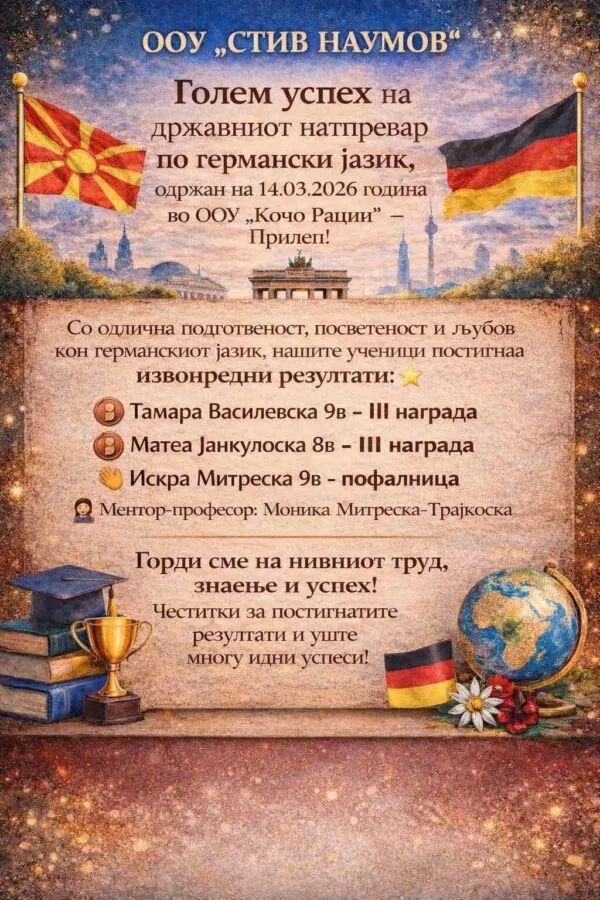 Државен натпревар по германски јазик 23 03 2026 Државен натпревар по германски јазик 23 03 2026